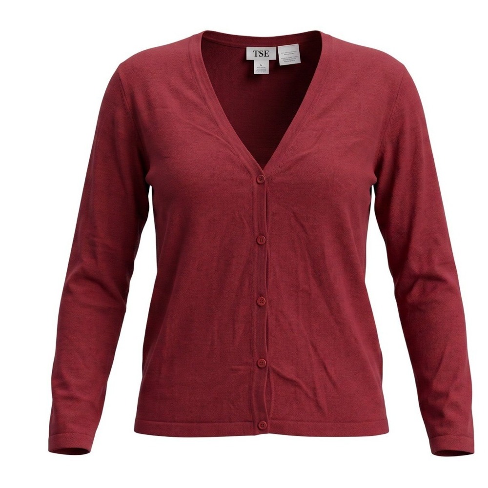 TSE Burgundy Red 100% Extra Fine Wool Twin Set Cardigan Top Made in Italy Large